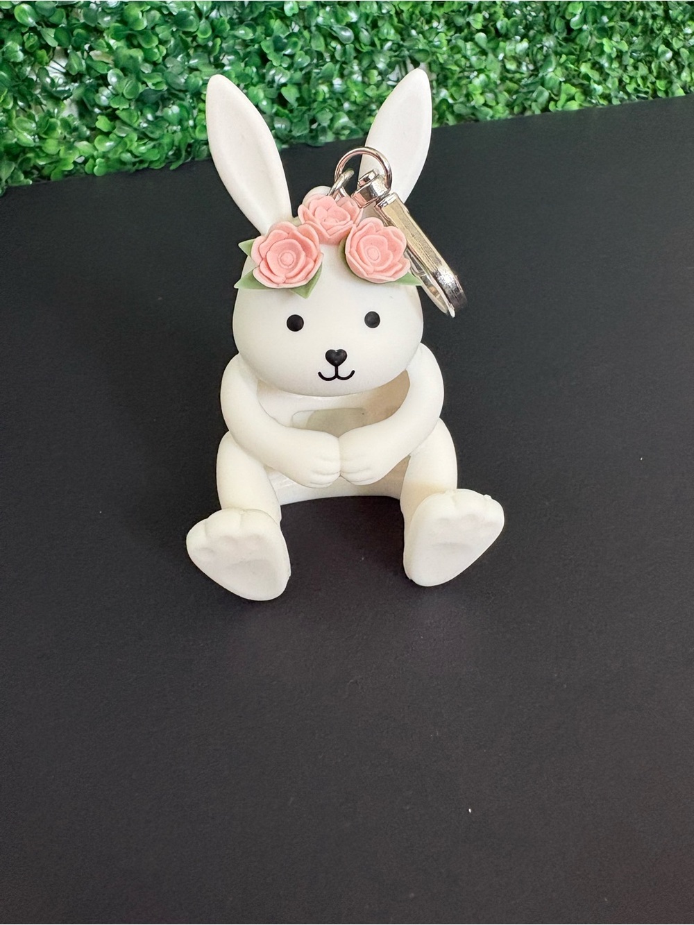 Bath & Body Works White Bunny Hand Sanitizer Keychain with Pink Floral Crown